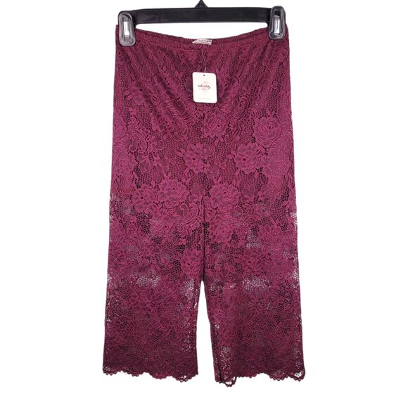 Intimately Free People Bianca Lace Biker Shorts Women's L Wine Stretch Lined NWT - Picture 1 of 6